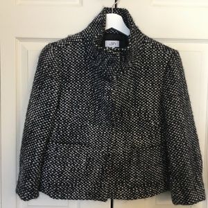 LOFT | Black & White Cross Stitch 3/4 Jacket | SM
